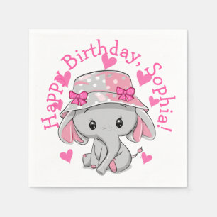 Cute Baby Elephant Girl Napkins