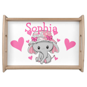 Cute Baby Elephant Girl Serving Tray