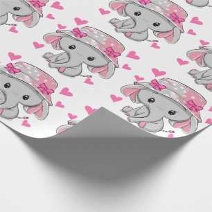 Cute Baby Elephant Girl Wrapping Paper