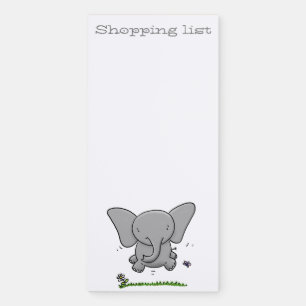 Cute baby elephant green cartoon illustration magnetic notepad