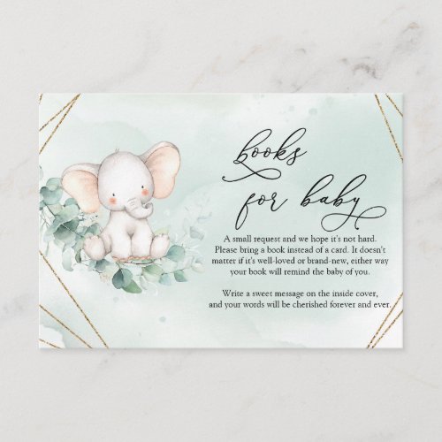 Cute Baby Elephant Greenery Eucalyptus Wreath Enclosure Card