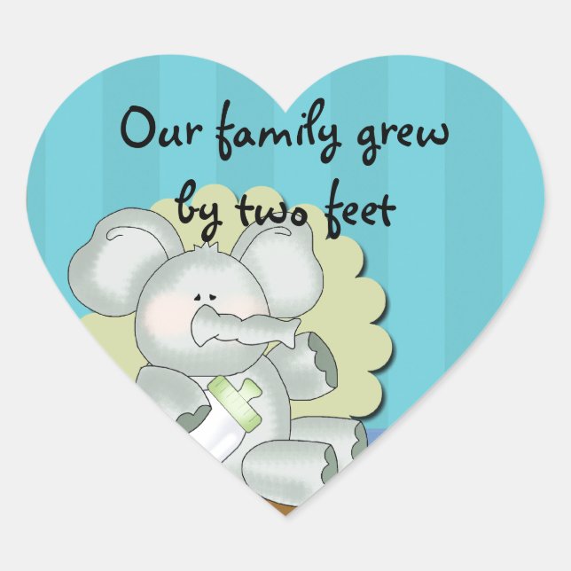 Cute Baby Elephant Heart Sticker (Front)