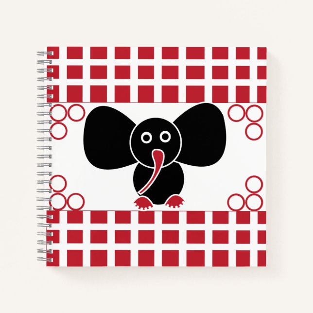 Cute Baby Elephant Illustration Notebook (Front)