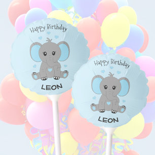 Cute baby elephant in blue, boys birthday balloon