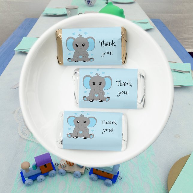 Cute baby elephant in blue, boys birthday  hershey's miniatures (Creator Uploaded)