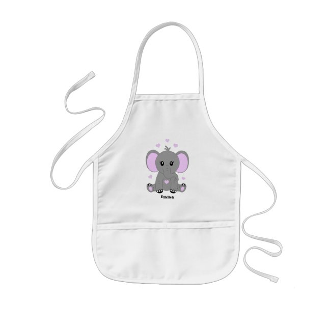 Cute baby elephant in pink for girls    kids' apron (Front)