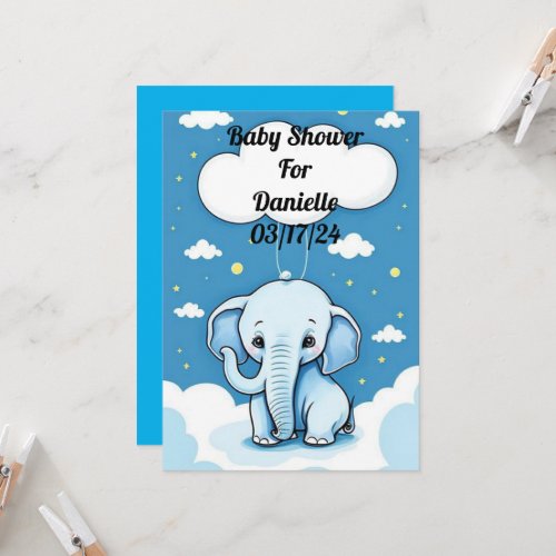Cute Baby Elephant  Invitation
