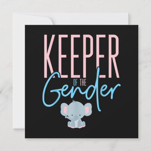 Cute Baby Elephant Keeper of Gender _ baby reveal Thank You Card
