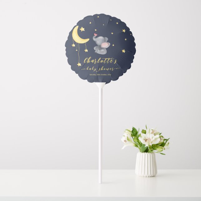 Cute Baby Elephant & Little Butterfly Baby Shower Balloon (In SItu)