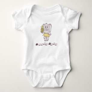 Cute Baby Elephant Modern Pink I love Mimi Baby Bodysuit