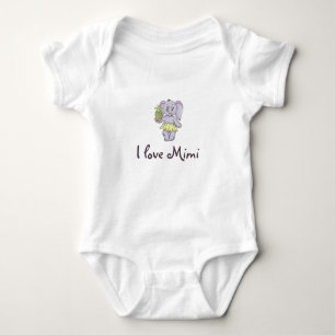 Cute Baby Elephant Modern Pink I love Mimi Bodysuit