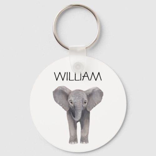 Cute Baby Elephant Name Keychain