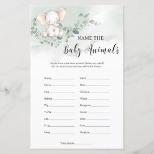Cute baby elephant name the baby animals game