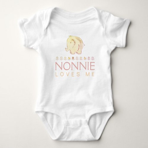 Cute Baby Elephant Nonnie Loves Me Baby Bodysuit