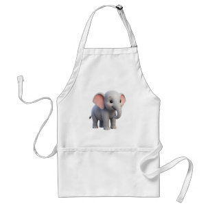 Cute Baby Elephant Nursery Cartoon Adult Apron