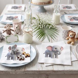 Cute Baby Elephant Nursery Cartoon Napkins