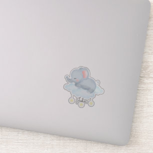 Cute Baby Elephant On Cloud Sticker