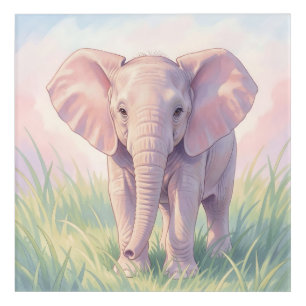 Cute Baby Elephant Pastel Meadow Acrylic Print