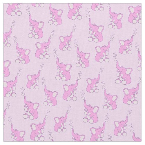 Cute baby elephant patterned pink fabric