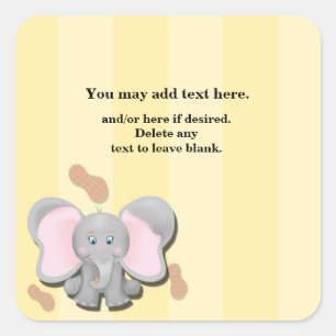 Cute Baby Elephant Peanuts Birthday Party Sticker