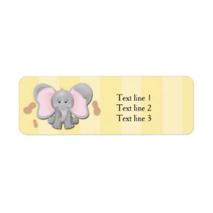 Cute Baby Elephant & Peanuts Party Address Labels