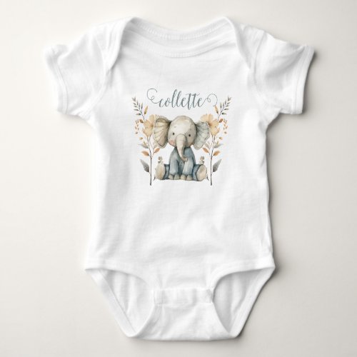 Cute Baby Elephant Personalized Baby Bodysuit