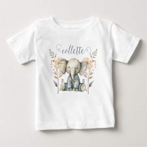 Cute Baby Elephant Personalized Baby T_Shirt