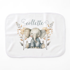 Cute Baby Elephant Personalized Boy Burp Cloth