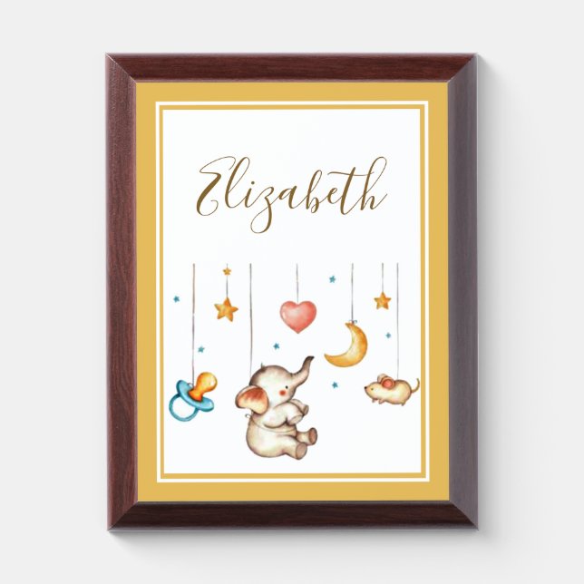 Cute Baby Elephant personalized Plaque (Vertical)