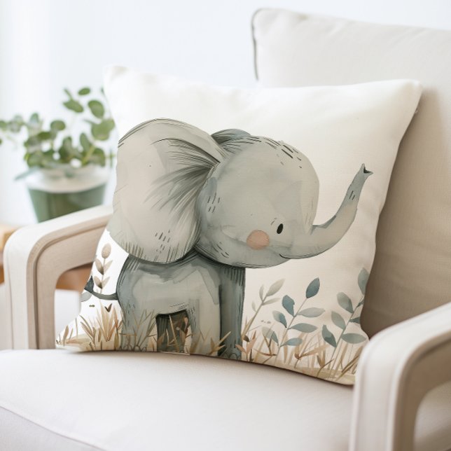 Cute Baby Elephant Pillow, Baby Animal Throw Pillow (Creator Uploaded)