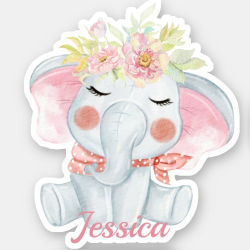 Cute Baby Elephant Pink die cut Sticker