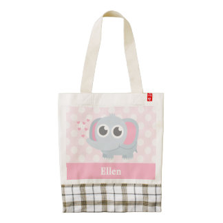 Cute Baby Elephant Pink Polka Dots For Girls Zazzle HEART Tote Bag
