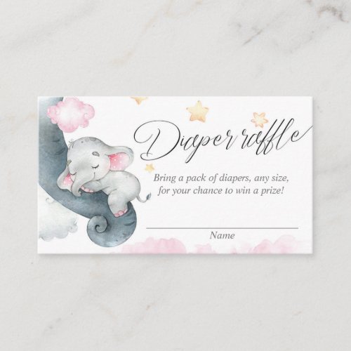Cute baby elephant pink yellow diaper raffle cards