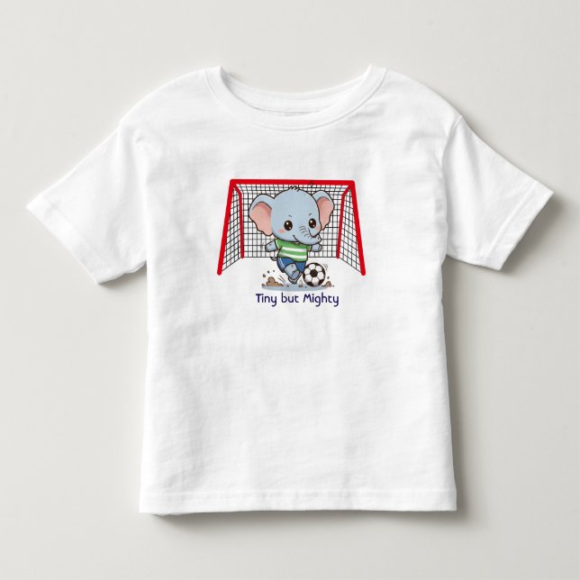 Cute Baby Elephant Playing Soccer  Toddler T-shirt (Front)