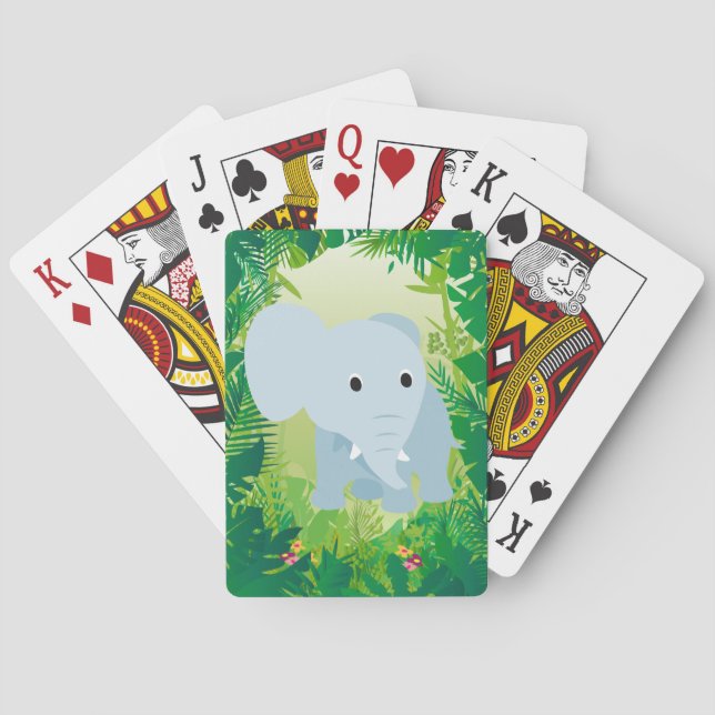 Cute Baby Elephant Poker Cards (Back)