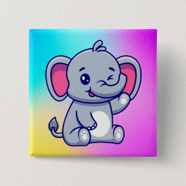 Cute Baby Elephant Sitting Cartoon-23800 Button (Front)