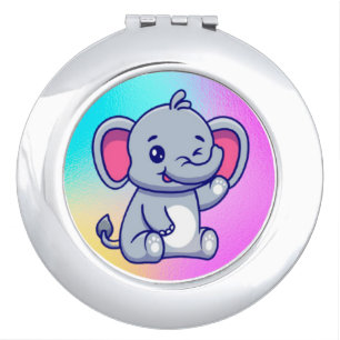 Cute Baby Elephant Sitting Cartoon-23800 Compact Mirror