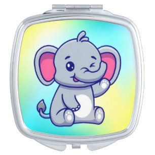 Cute Baby Elephant Sitting Cartoon-23800 Compact Mirror