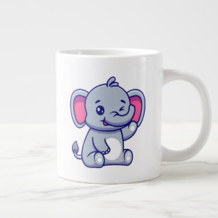 Cute Baby Elephant Sitting Cartoon-23800 Giant Coffee Mug