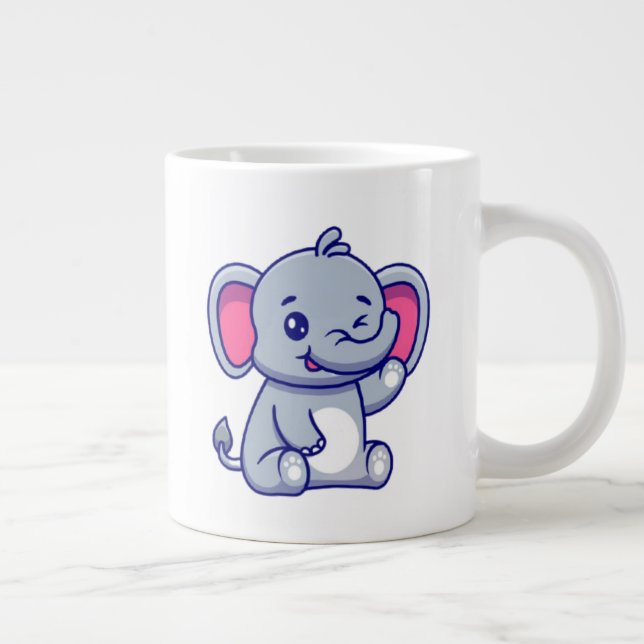 Cute Baby Elephant Sitting Cartoon-23800 Giant Coffee Mug (Right)