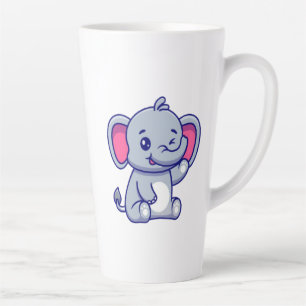Cute Baby Elephant Sitting Cartoon-23800 Latte Mug