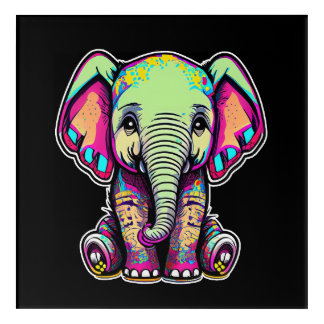Cute Baby Elephant sitting digital illustration Acrylic Print
