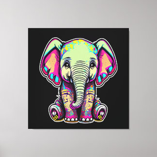 Cute Baby Elephant sitting digital illustration Canvas Print