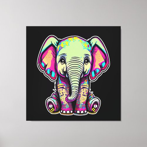 Cute Baby Elephant sitting digital illustration Canvas Print