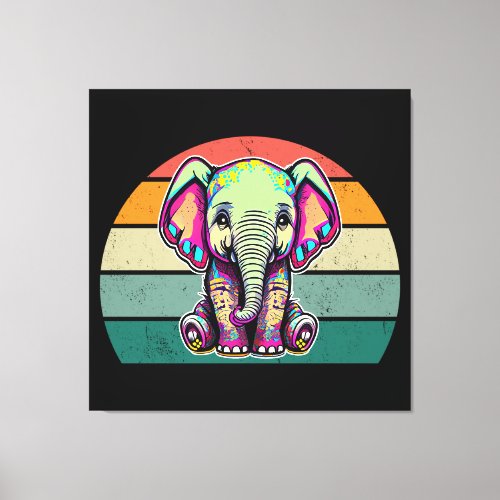 Cute Baby Elephant sitting digital illustration Canvas Print