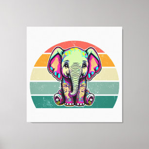 Cute Baby Elephant sitting digital illustration Canvas Print