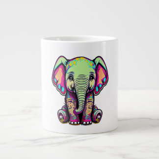 Cute Baby Elephant sitting digital illustration Giant Coffee Mug