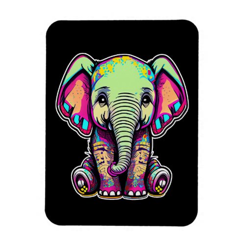 Cute Baby Elephant sitting digital illustration Magnet