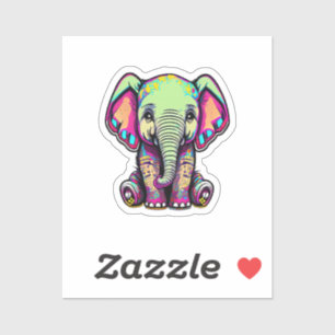 Cute Baby Elephant sitting digital illustration Sticker