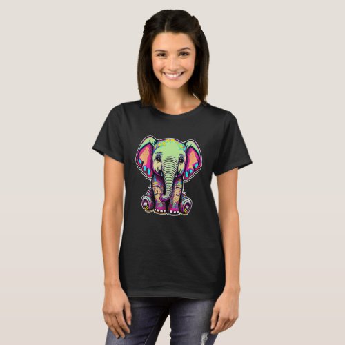 Cute Baby Elephant sitting digital illustration T_Shirt